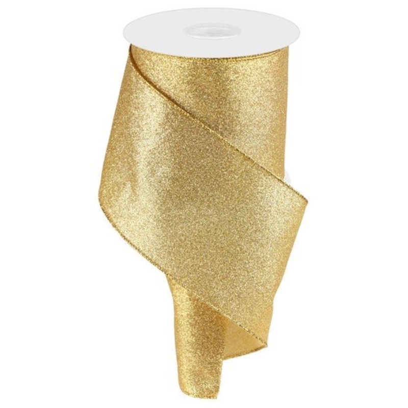 4" Shimmer Glitter Ribbon: Gold - 10yds