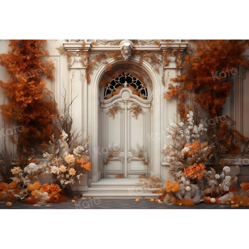 Kate Autumn Painted Fine Art White Door Backdrop for Photography 7x5ft - small kids sitting / cake smash Microfiber (Printed)