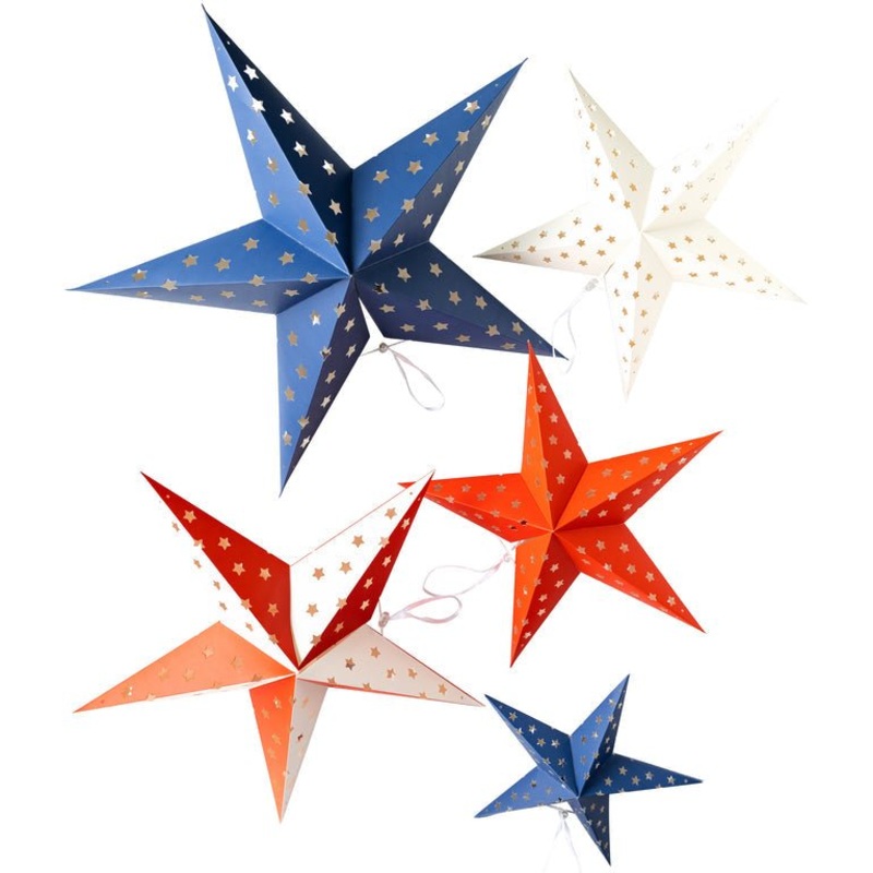 Stars And Stripes Decorative Hanging Stars | 5ct