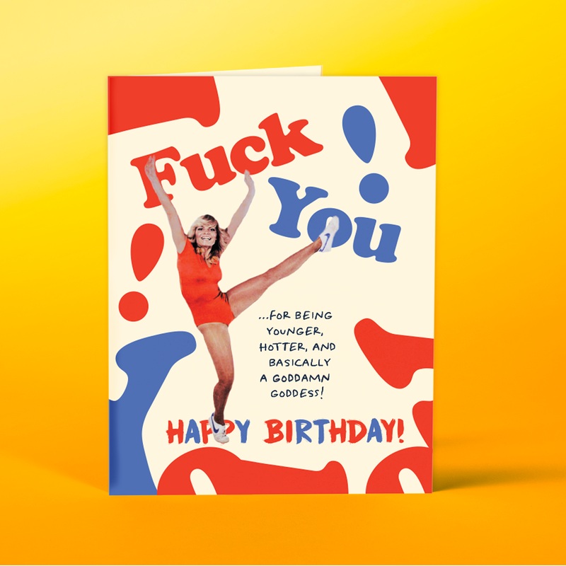YOU GODDESS! birthday card Blue