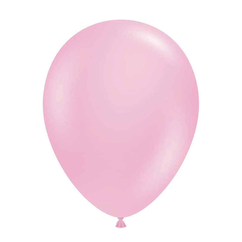11" Tuftex Pink Inflated with Helium and Ribbon