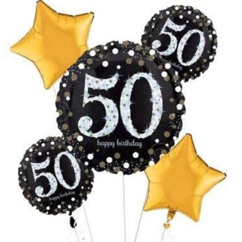 Sparkling 50 Balloon Bouquet | 5 pcs
