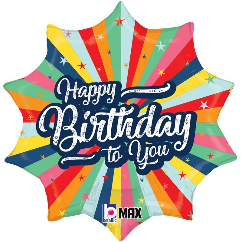 Birthday Bursting Colors Mylar Balloon, 18" | 1 ct