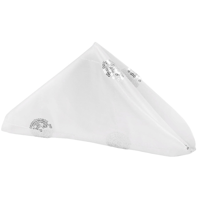 Sequins Taffeta Napkin 20"x20" - White