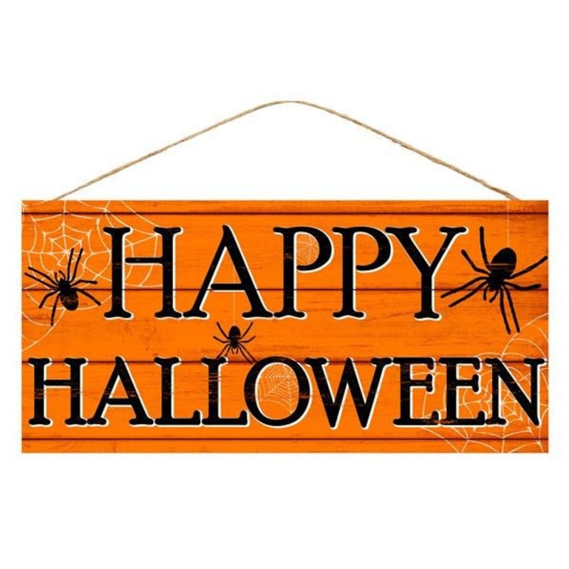 12.5" Happy Halloween Spider Sign