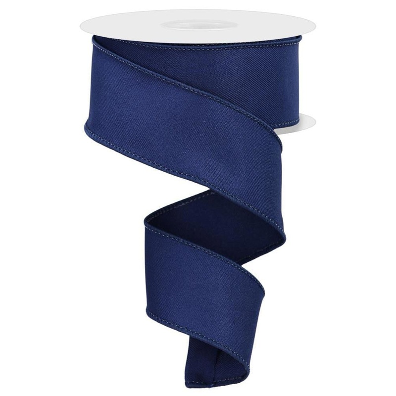 1.5" Diagonal Weave Fabric Ribbon: Navy Blue