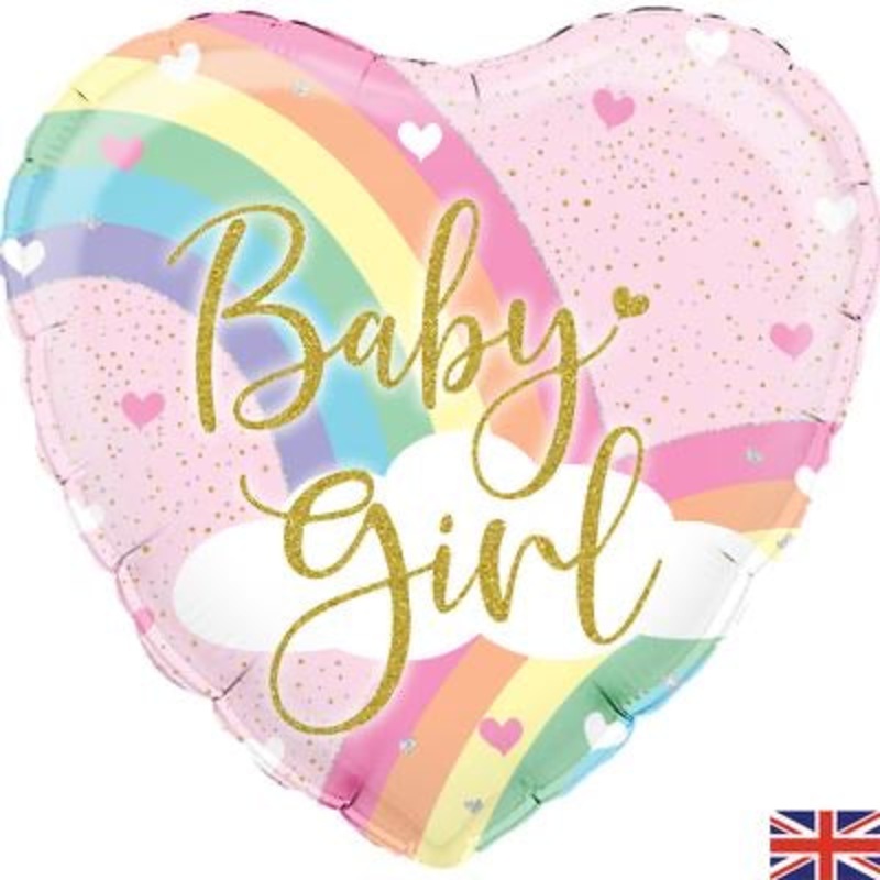 18 Standard Baby Girl Helium Foil Balloon - Rainbow Design