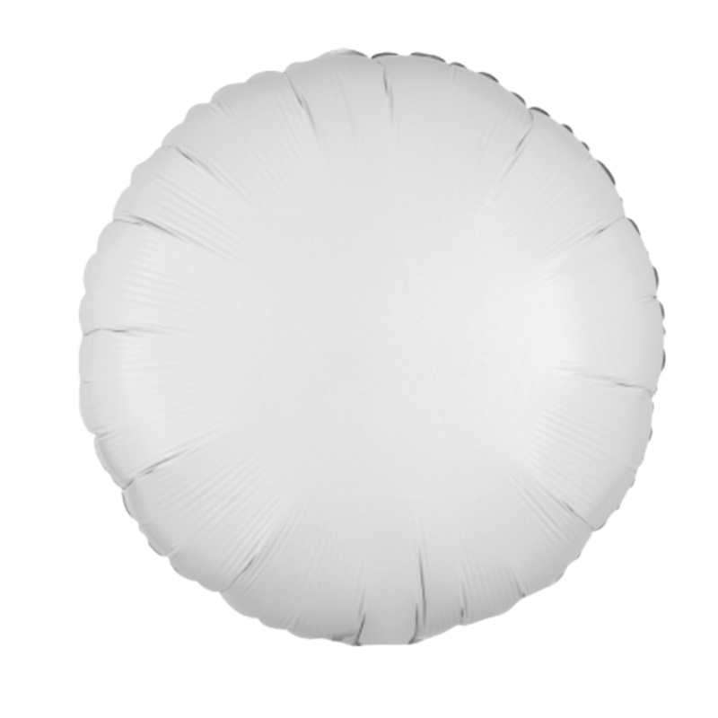 18" White Round Foil Balloon Inflated with Helium and Ribbon