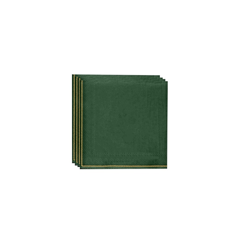 Emerald with Gold Stripe Beverage Napkins