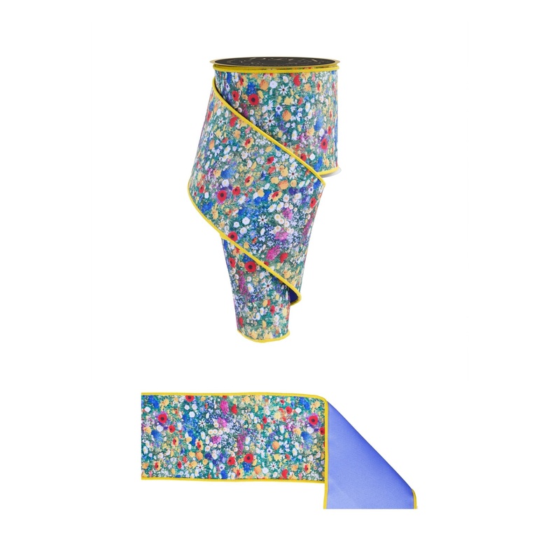 4" Wildflower Field Fused Back Ribbon - 10 yds