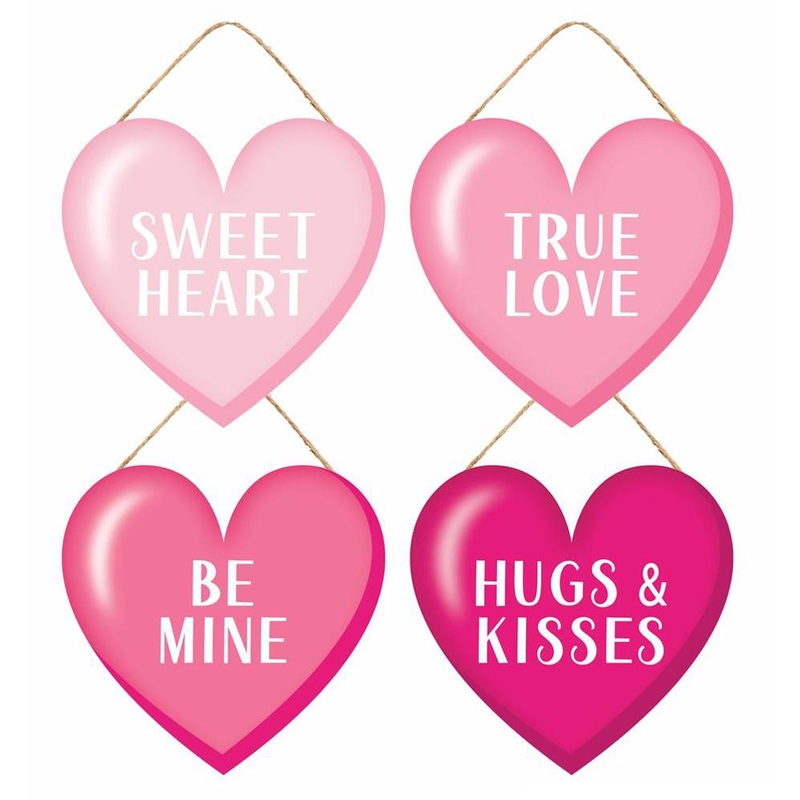 6" Pink Conversation Heart Signs Sweet Heart