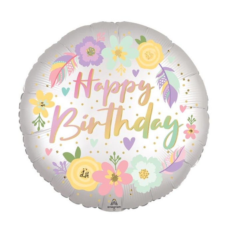 Boho Birthday Flower Satin Balloon - 18" | 1 ct.