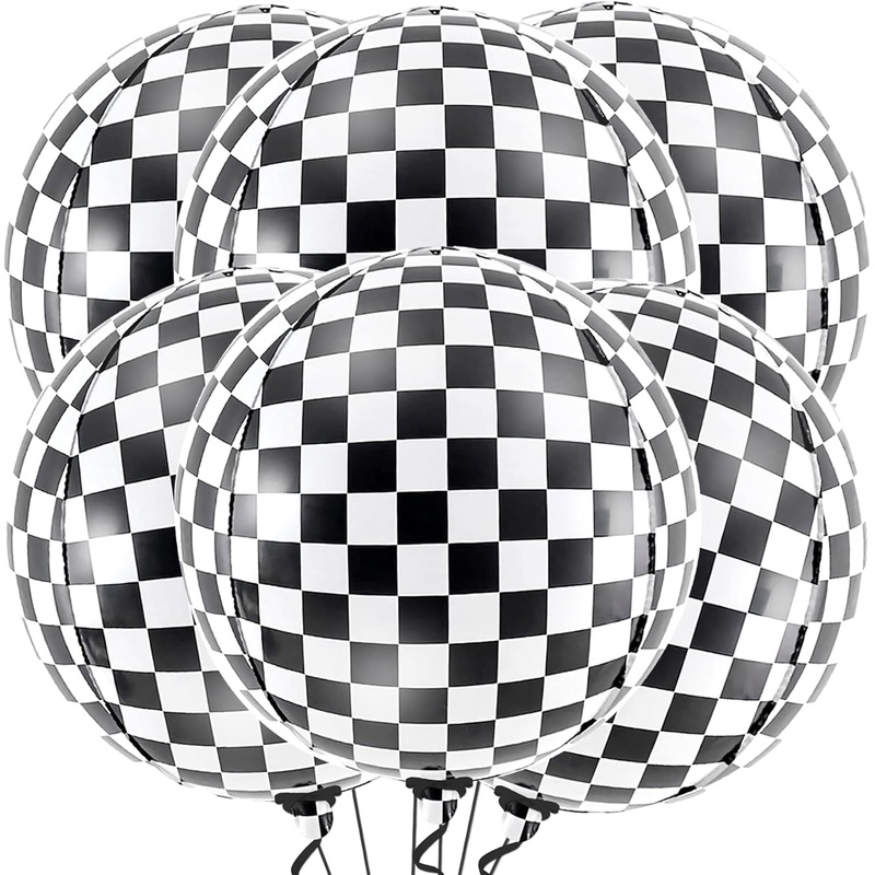 16" Black and White Checkered Ball Balloon