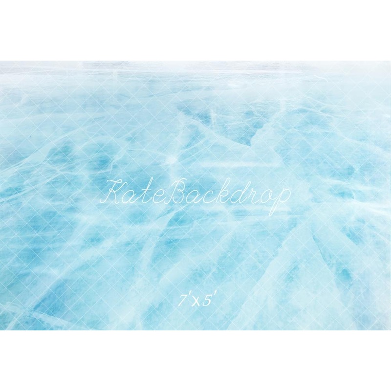 Kate Blue Ice Frozen Floor Backdrop Designed by Kate Image Microfiber (Printed) 7x5ft - small kids sitting / cake smash