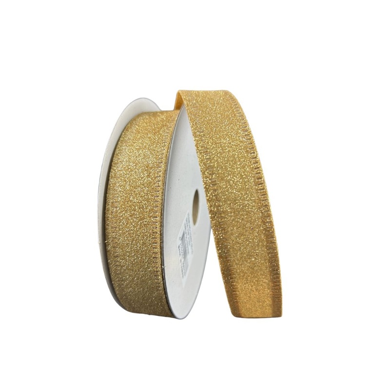 7/8" Glitter Ribbon: Gold - 10yds