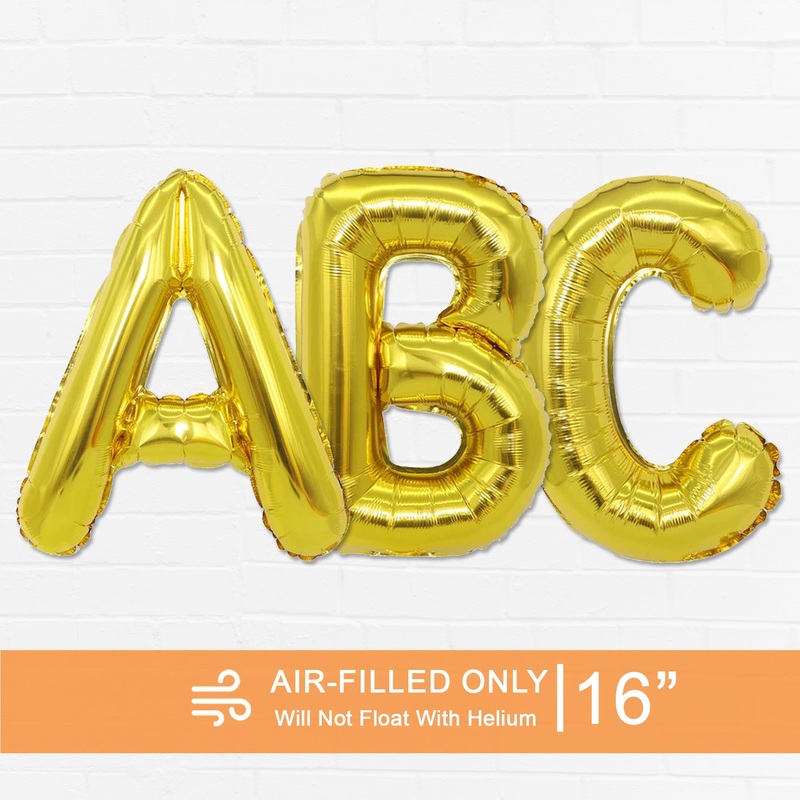 Air Filled Gold Mylar Letter Balloon, 16" | 1 ct A