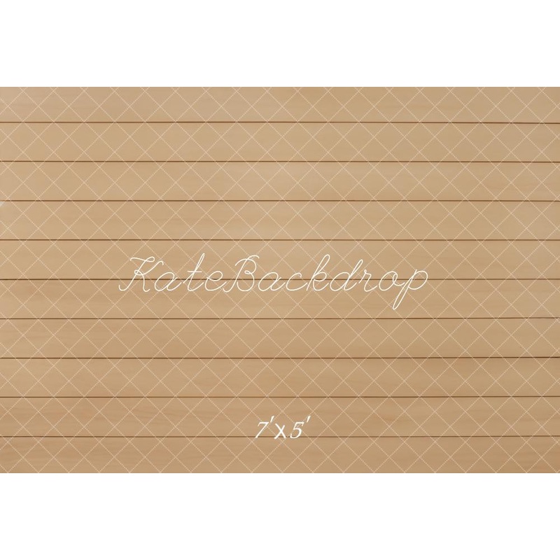 Kate Beige Wood Planks Floor Backdrop Designed by Kate Image Microfiber (Printed) 7x5ft - small kids sitting / cake smash