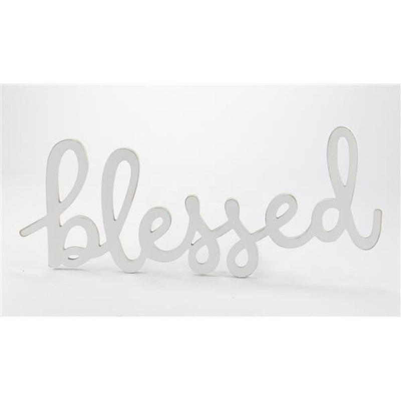 17" Blessed Sign: White
