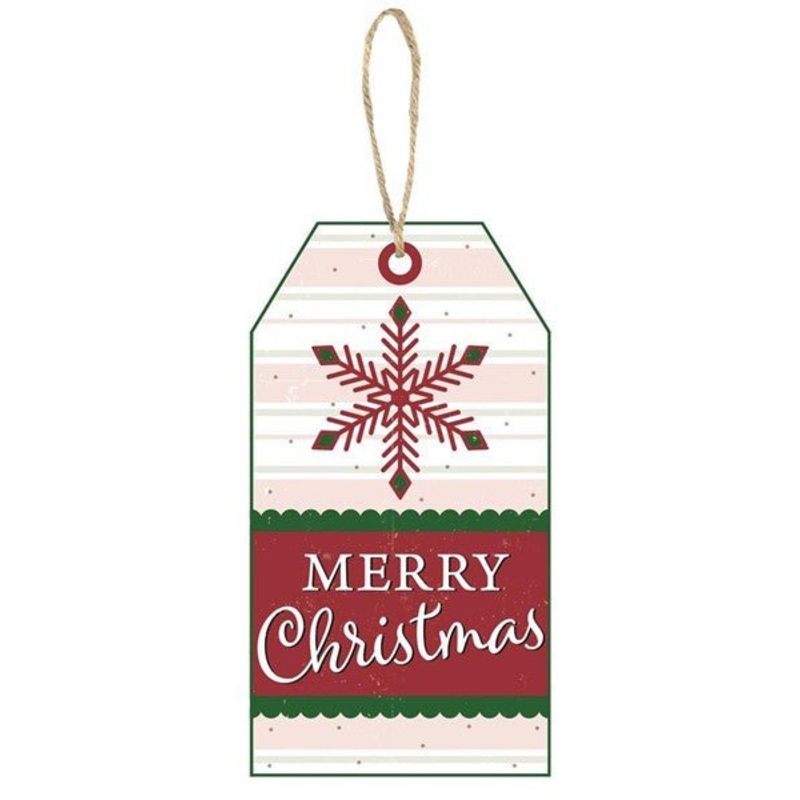 12.5" Snowflake Merry Christmas Tag Sign