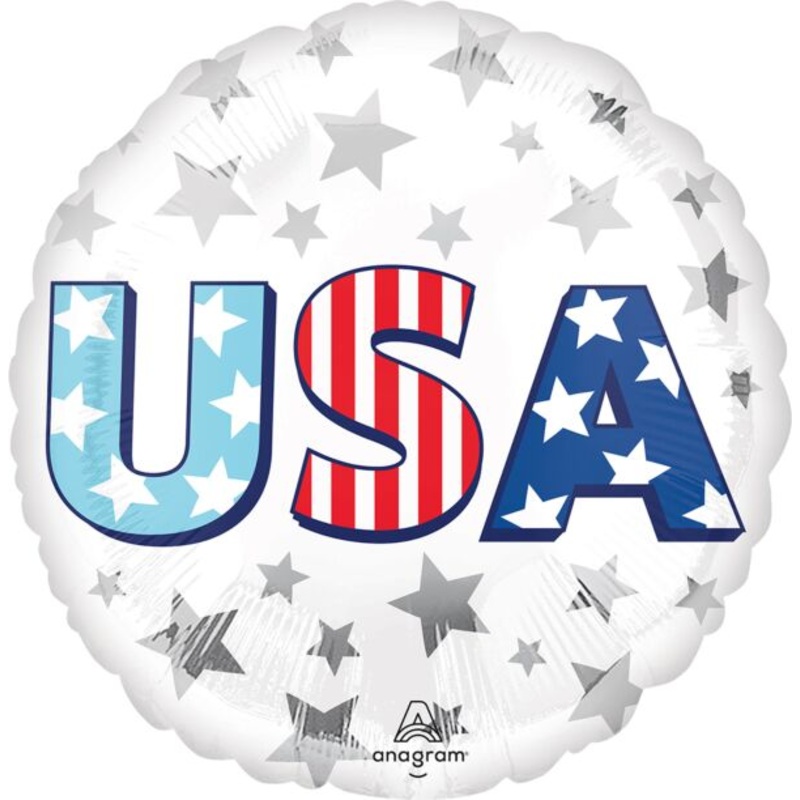 4th Of July USA Star Bursts Mylar Balloon 18" | 1 ct