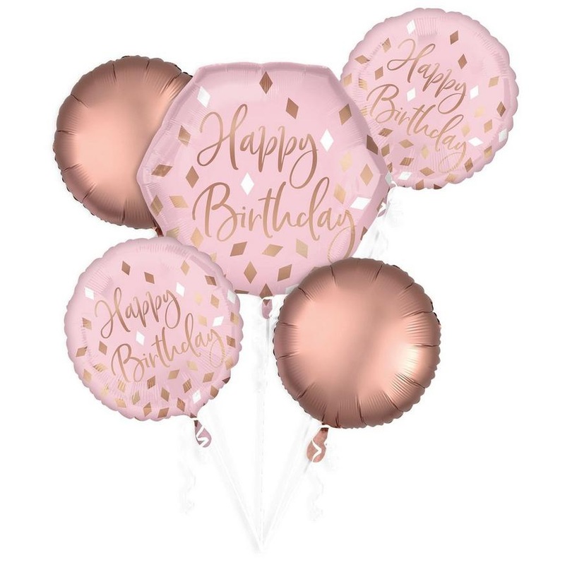 Blush Pink Birthday Balloon Bouquet | 5 pcs