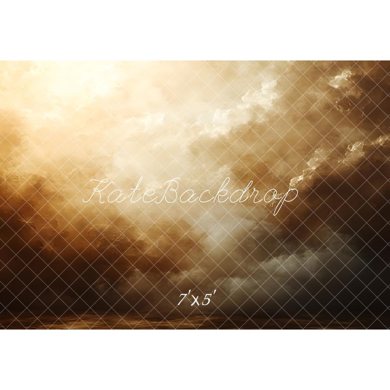Kate Abstract Golden Cloudy Sky Backdrop Designed by Emetselch Microfiber (Printed) 7x5ft - small kids sitting / cake smash