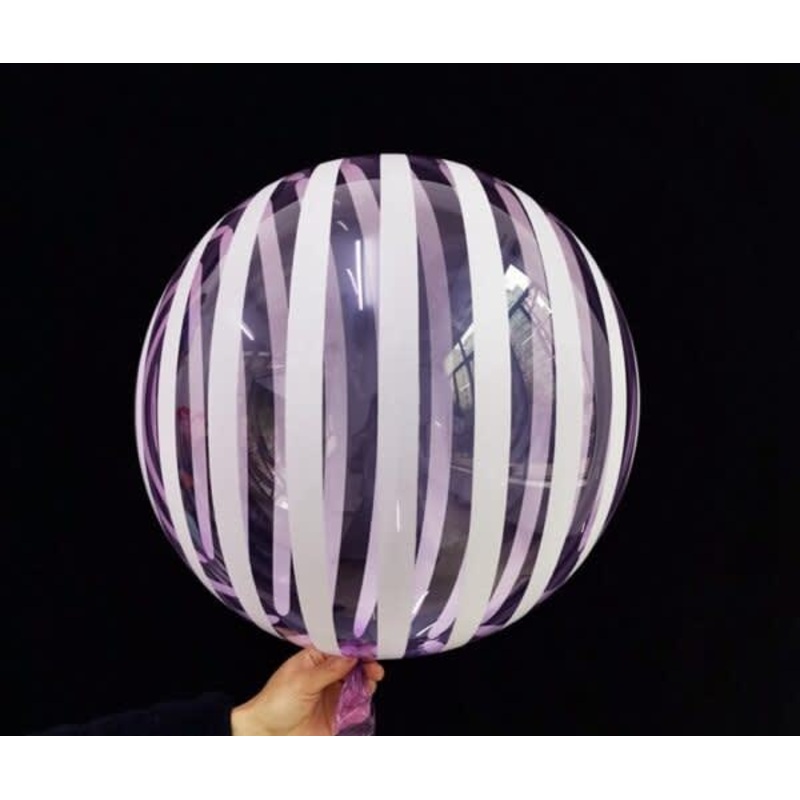 White Stripes on Purple Bubble Balloon - 18 in