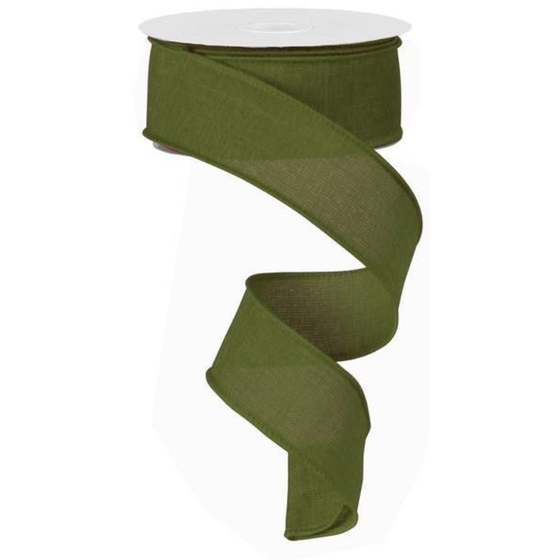 1.5" Moss Green Royal Faux Burlap Ribbon  - 10Yds