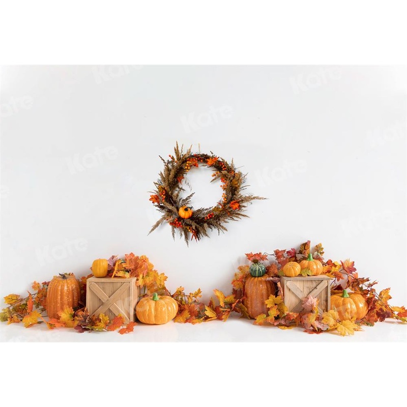 Kate Autumn Backdrop Boho Pumpkins for Photography 5x3ft - newborns and babies Microfiber (Printed)