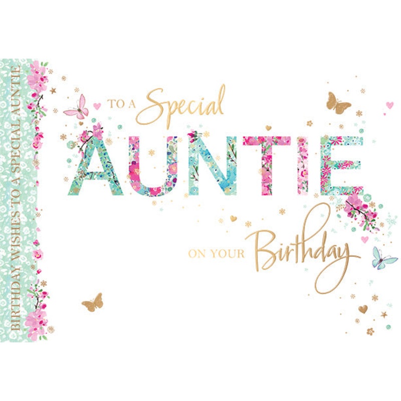 Auntie Birthday Card - Blossom Butterfly Design