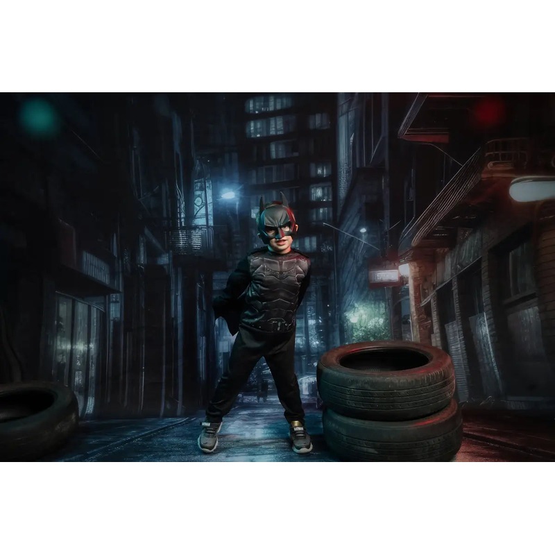 Kate Alley at Night City Backdrop Designed by Mandy Ringe Photography 7x5ft - small kids sitting / cake smash Microfiber (Printed)