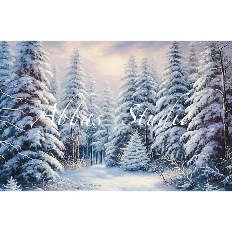 Kate Winter Snowy Wonderland Backdrop Designed by Abbas Studio 7x5ft - small kids sitting / cake smash Microfiber (Printed)