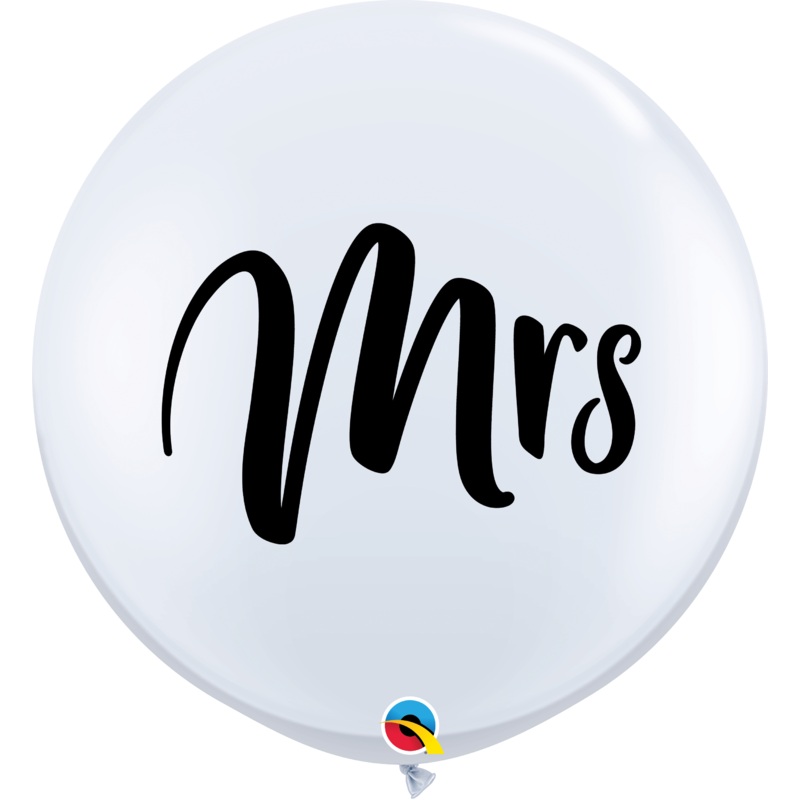 White Mrs 3 Latex Balloons (2 count)