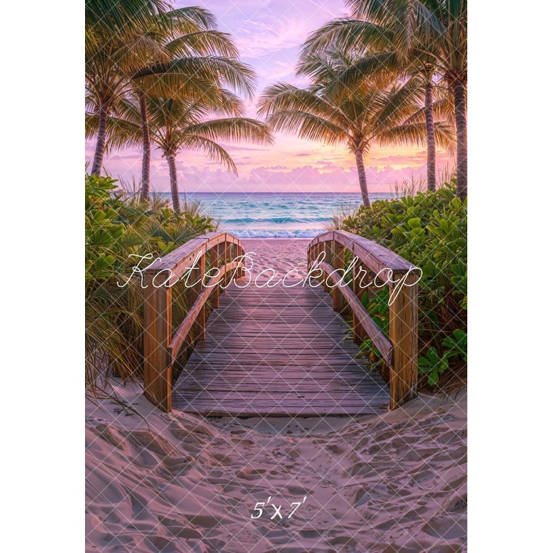Kate Beach Tropical Sunset Palm Trees Backdrop Designed by Emetselch Microfiber (Printed) 5x7ft(1.5x2.2m)