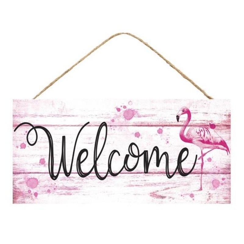 12.5" Welcome Flamingo Sign