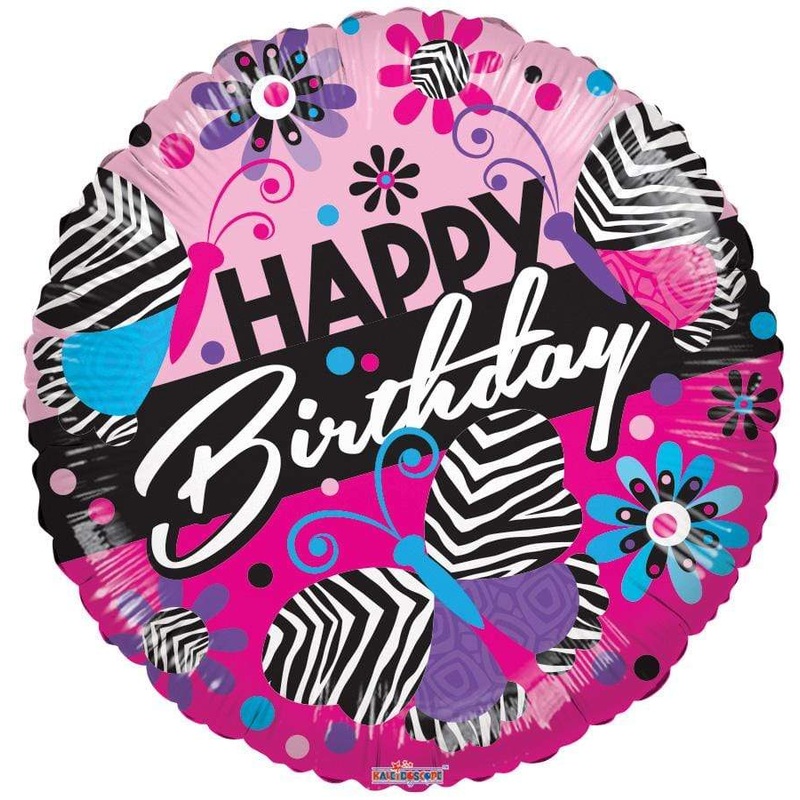 Zebra Patern Birthday 18 Gellibean Balloon
