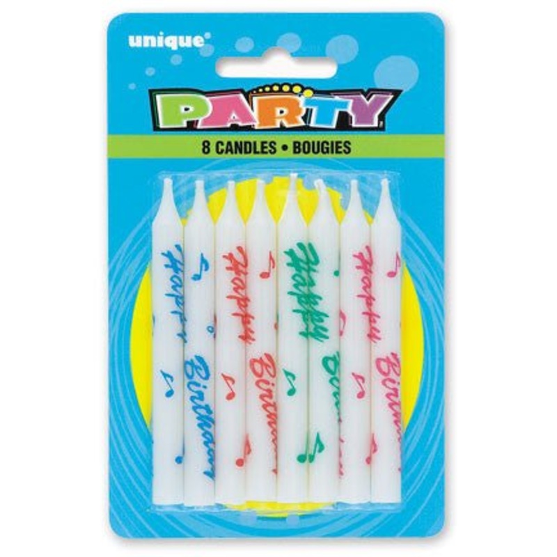 Birthday Printed Candles Assorted | 8 ct