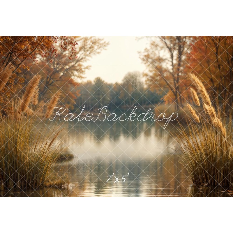 Kate Autumn Lake Reed Forest Backdrop Designed by Emetselch Microfiber (Printed) 7x5ft - small kids sitting / cake smash