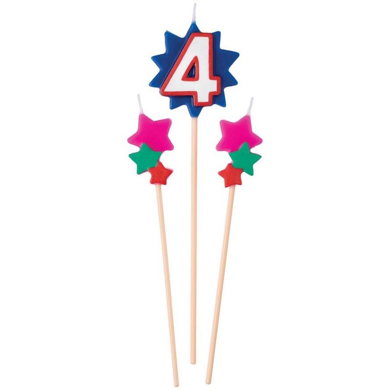 Birthday Cake Pick Candles #4 | 3pcs