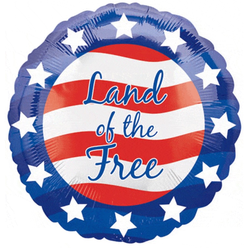 18" Patriotic Land of the Free Foil Balloons