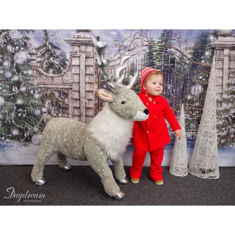 Kate Winter Christmas Snowy Tree Gate Backdrop for Photography 5x3ft - newborns and babies Microfiber (Printed)