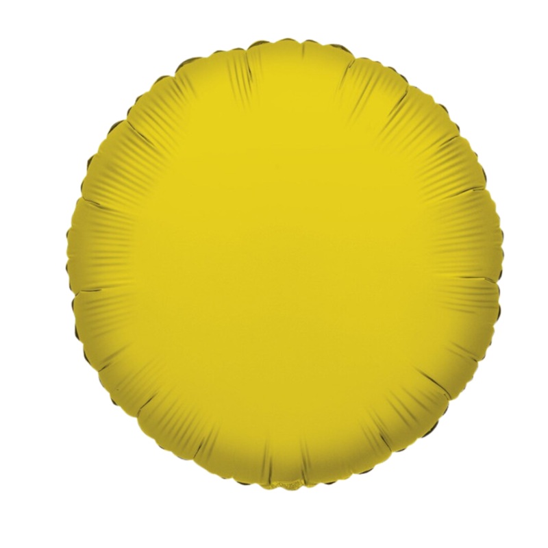 18" Gold Round Foil Balloon Inflated with Helium and Ribbon