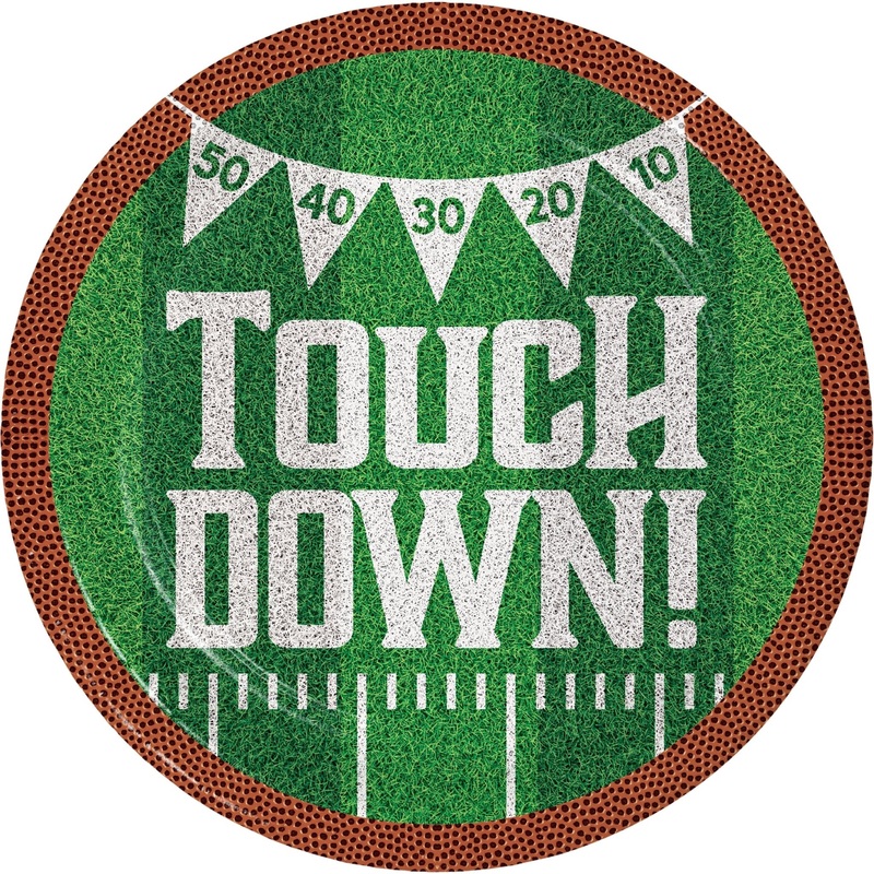 Football Tailgate Time Touch Down Paper Plates 9" | 8ct