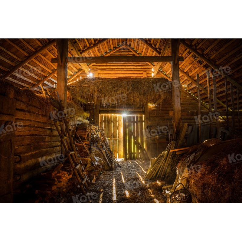 Kate Autumn Barn Haystack Backdrop for Photography 7x5ft - small kids sitting / cake smash Microfiber (Printed)