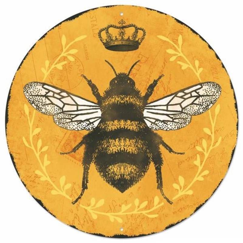 12" Round Metal Queen Bee Sign