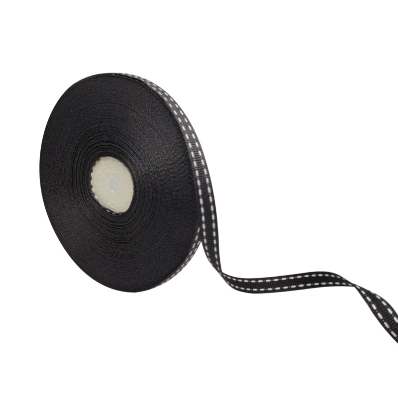 ALLURA STITCHED | CHARCOAL GREY WITH WHITE | 10MM | 25MTR