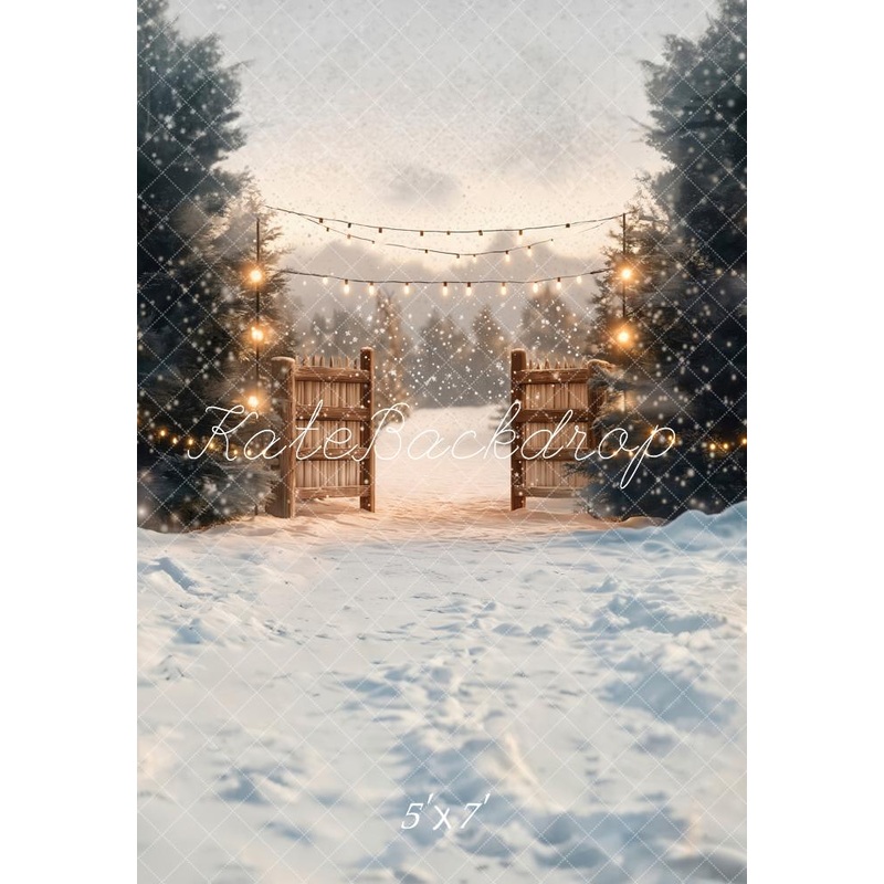 Kate Winter Wonderland Gate Snow Backdrop Designed by Emetselch Microfiber (Printed) 5x7ft(1.5x2.2m)