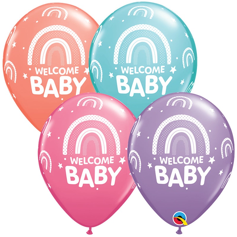 Welcome Baby Boho Rainbows 11 Latex Balloons (50 count)