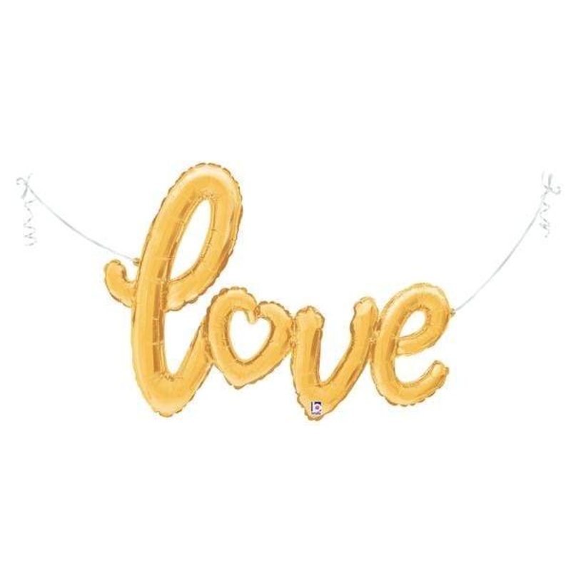47" Gold Air-Filled Love Script Shape Foil Balloons