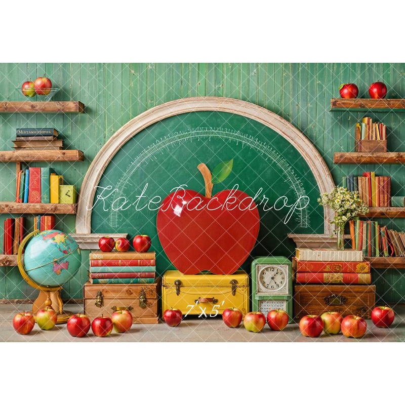 Kate Back to School Apple Arched Chalkboard Backdrop Designed by Emetselch Microfiber (Printed) 7x5ft - small kids sitting / cake smash